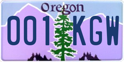 OR license plate 001KGW