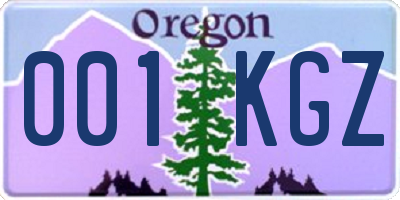 OR license plate 001KGZ