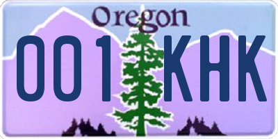 OR license plate 001KHK