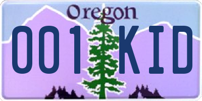 OR license plate 001KID