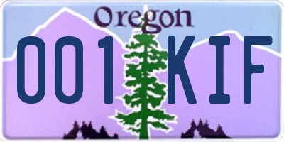 OR license plate 001KIF