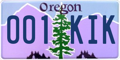 OR license plate 001KIK