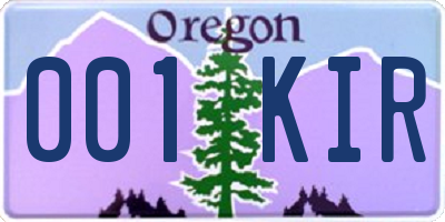 OR license plate 001KIR