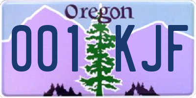 OR license plate 001KJF