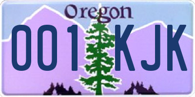 OR license plate 001KJK