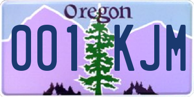 OR license plate 001KJM