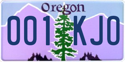 OR license plate 001KJO