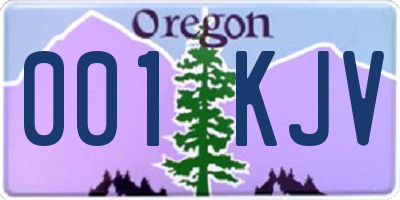 OR license plate 001KJV