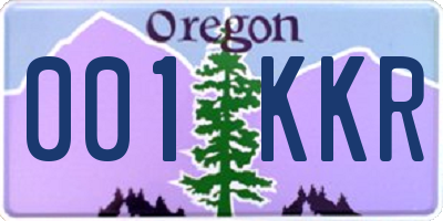 OR license plate 001KKR