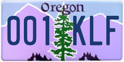 OR license plate 001KLF