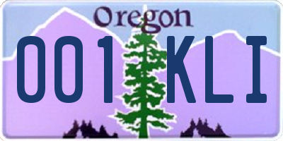 OR license plate 001KLI