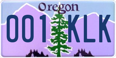 OR license plate 001KLK