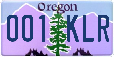 OR license plate 001KLR