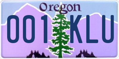 OR license plate 001KLU