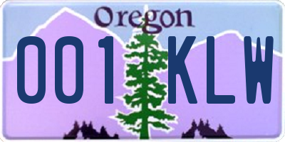 OR license plate 001KLW