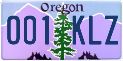 OR license plate 001KLZ