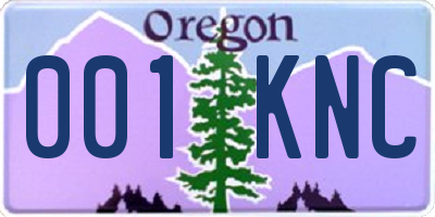 OR license plate 001KNC