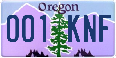 OR license plate 001KNF