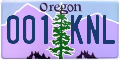 OR license plate 001KNL