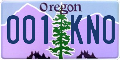 OR license plate 001KNO