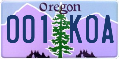 OR license plate 001KOA