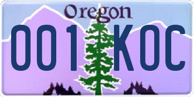 OR license plate 001KOC