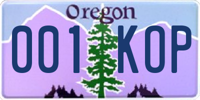 OR license plate 001KOP