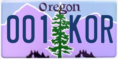 OR license plate 001KOR