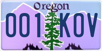 OR license plate 001KOV