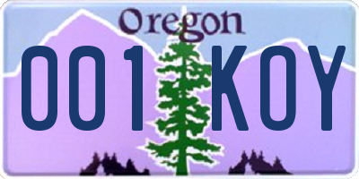 OR license plate 001KOY