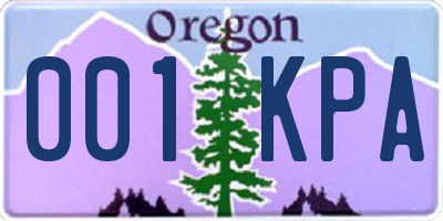 OR license plate 001KPA