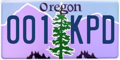 OR license plate 001KPD