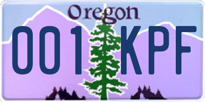 OR license plate 001KPF