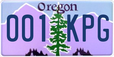 OR license plate 001KPG