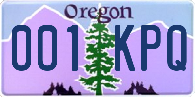 OR license plate 001KPQ