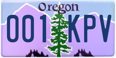 OR license plate 001KPV