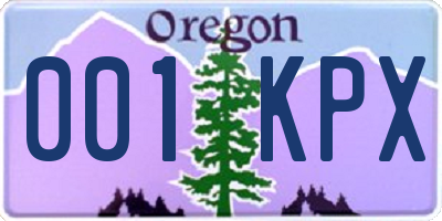 OR license plate 001KPX