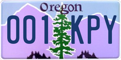 OR license plate 001KPY