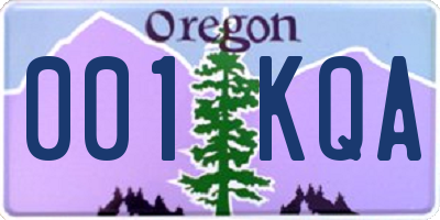 OR license plate 001KQA