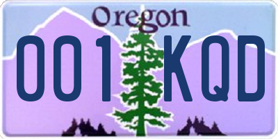 OR license plate 001KQD