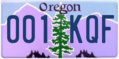 OR license plate 001KQF