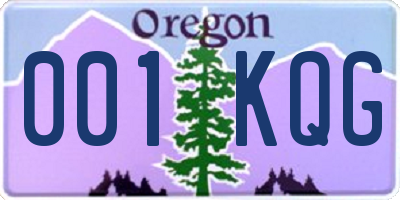 OR license plate 001KQG