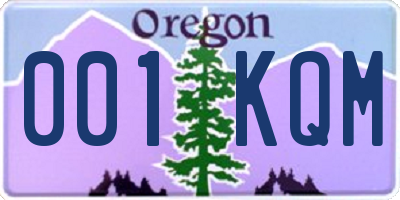 OR license plate 001KQM