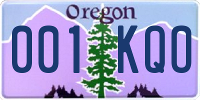 OR license plate 001KQO