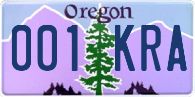 OR license plate 001KRA