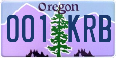 OR license plate 001KRB