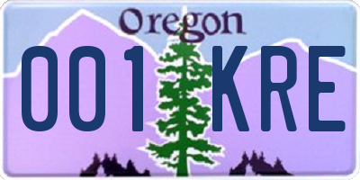 OR license plate 001KRE