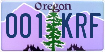 OR license plate 001KRF