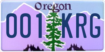 OR license plate 001KRG