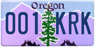 OR license plate 001KRK